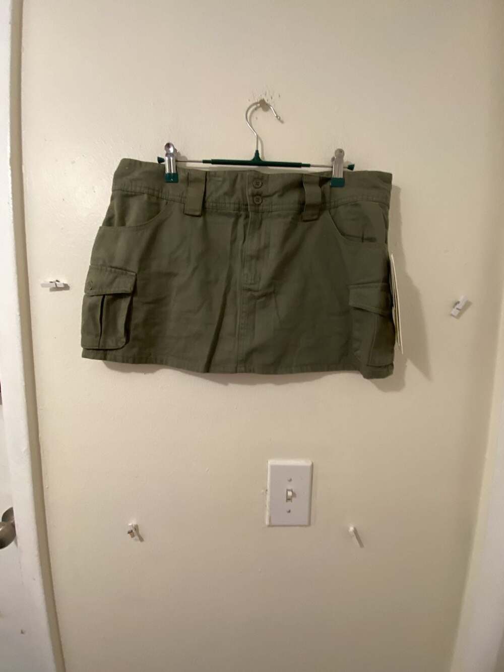 Forever 21 Cargo Skort Size L Green Twill Y2K Low Rise Mini